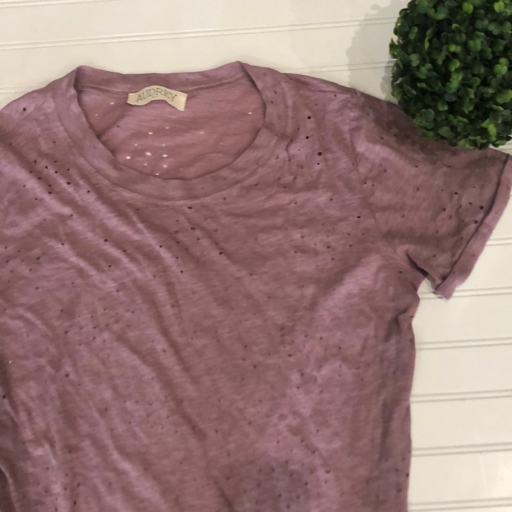 Audrey 3 +1 Distressed Tee Pink Boutique Trendy
